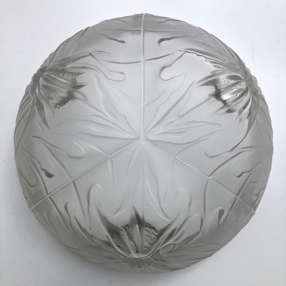 vintage frosted glass footed round bowl thistle console bowl AS IS small chips - Picture 7 of 15